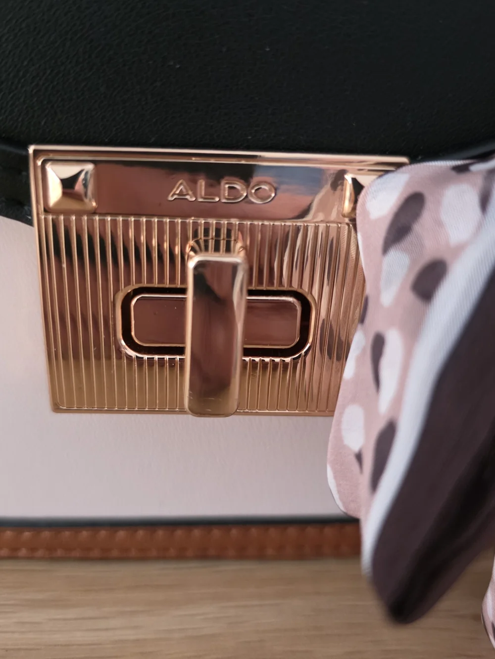 ALDO Two-Tone Top Handle Crossbody W/Pearl Charm & Scarf